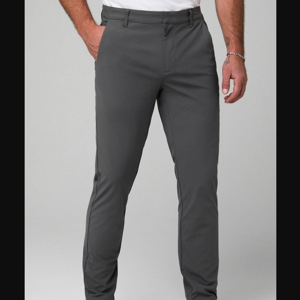 Fabletics The Don Trouser, Slim Fit, Onyx (Gray), 30WX30L, EUC